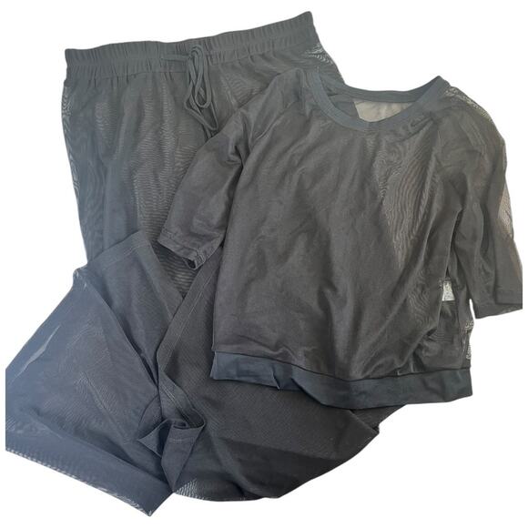 i-Style 5-pc black mesh culottes, legging, bike short, long & short sleeve crop - Picture 3 of 11